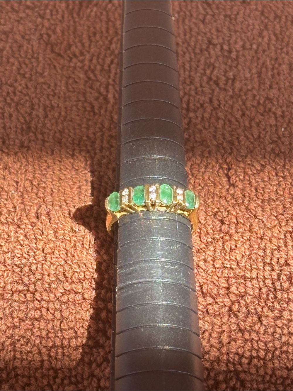 ✨ Stunning Solid 14K Yellow Gold Colombian Emerald & Diamond Ring ✨